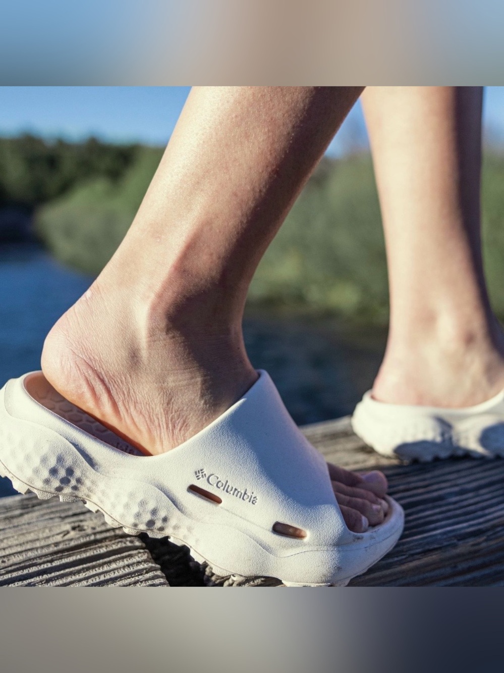 Columbia White Slip-On Clog Slides for Women